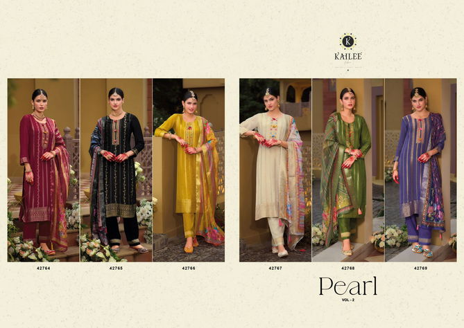 Pearl Vol 2 By Kailee Heavy Viscose Weaving zari Silk Readymade Suits Wholesale Online
